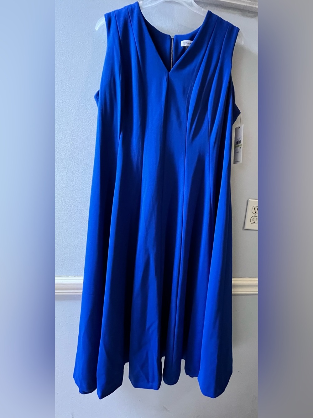 Calvin Klein Royal Blue Sleeveless Fit & Flare Dress Plus Size 18 New With Tags